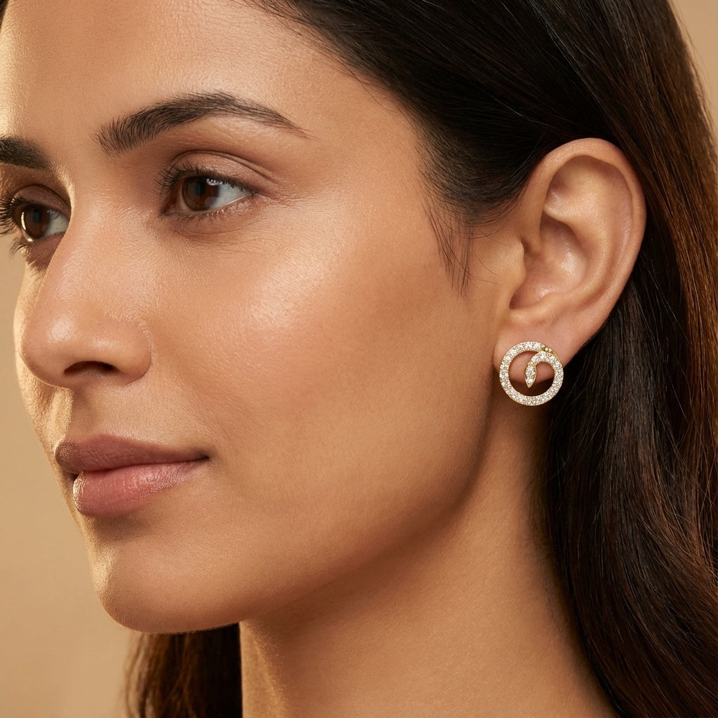 Encircled Joy Diamond Earring ring on model hand close-up – studio jewellery photography | Prash Jewellery