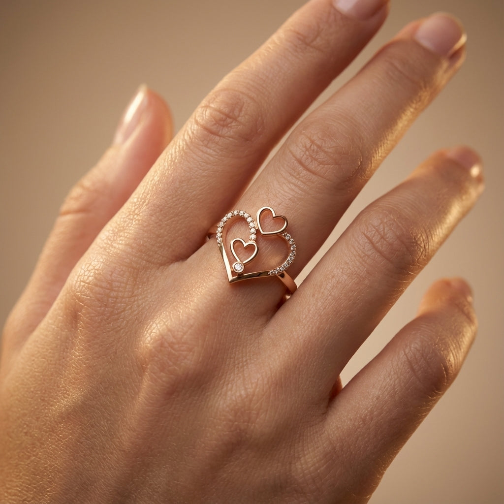 14 Kt Rose Gold Diamond Ring