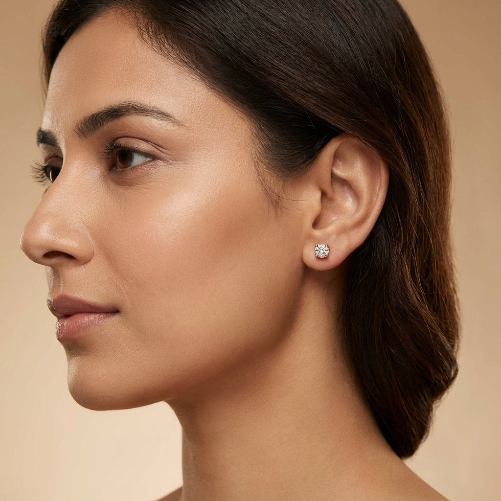 14 Kt Rose Gold Diamond Earring