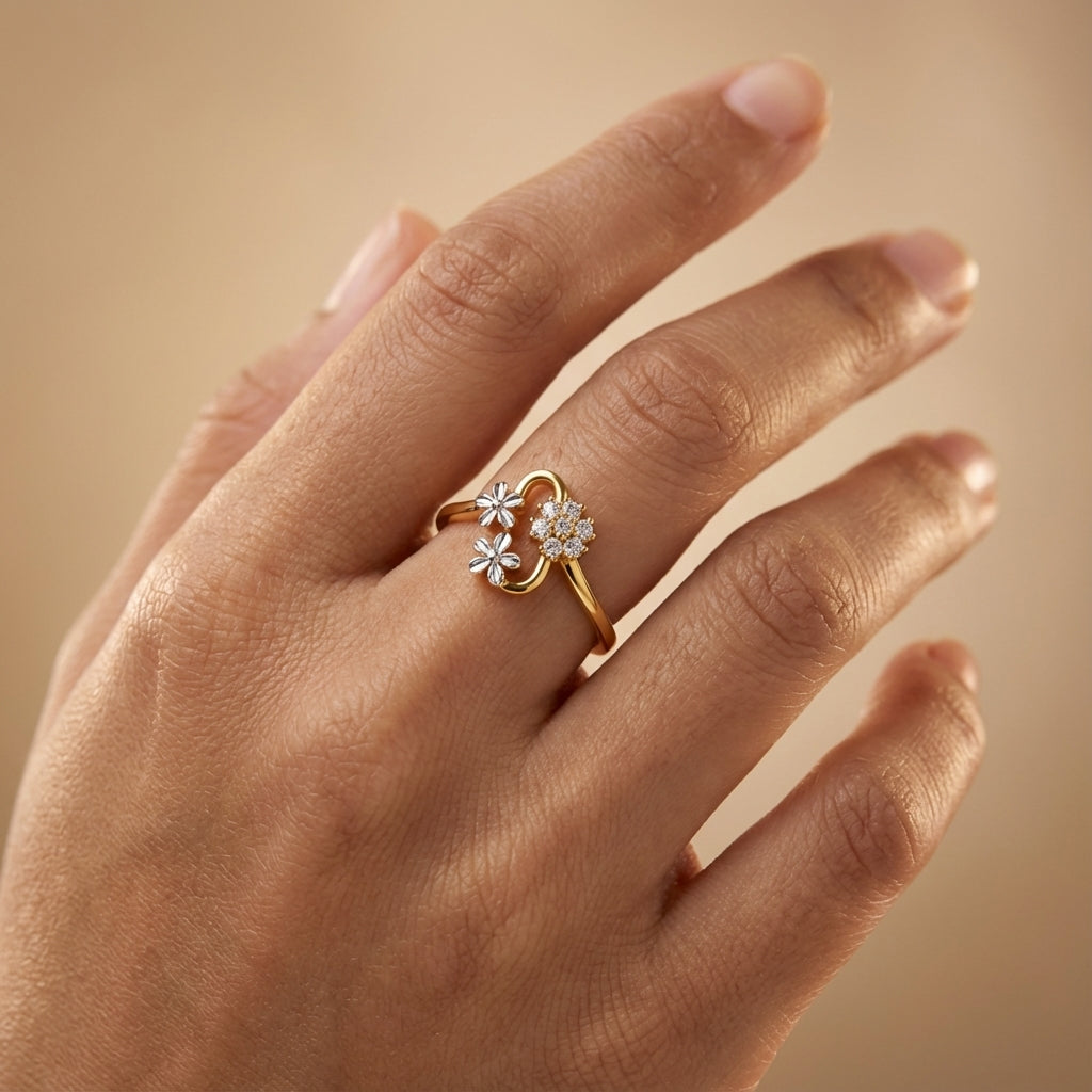 Glowing Grace Diamond Ring ring on model hand close-up – studio jewellery photography | Prash Jewellery
