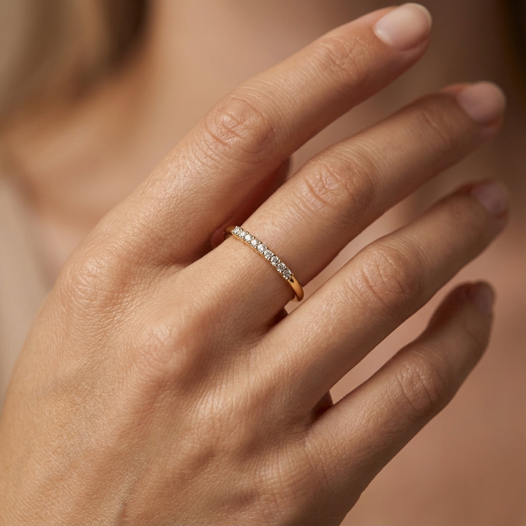 Majestic Star Diamond Ring ring on model hand close-up – studio jewellery photography | Prash Jewellery