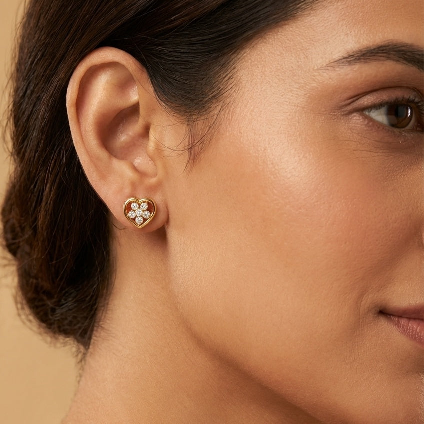 Minimal Heart Diamond Earring