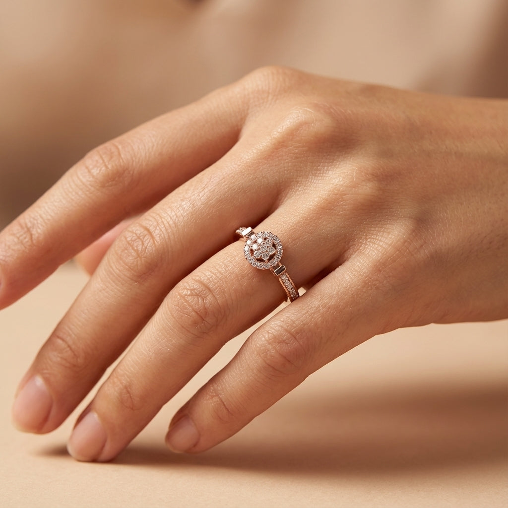 14 Kt Rose Gold Diamond Ring