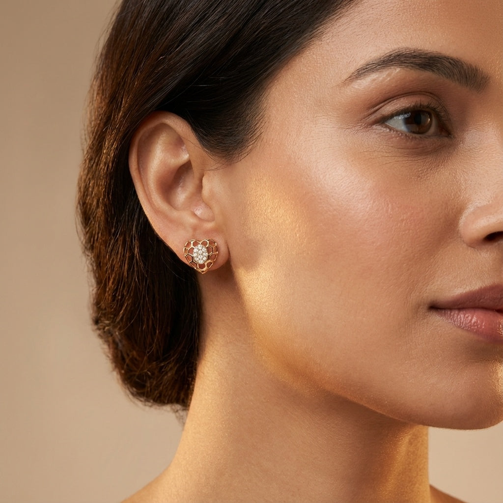 14 Kt Rose Gold Diamond Earring