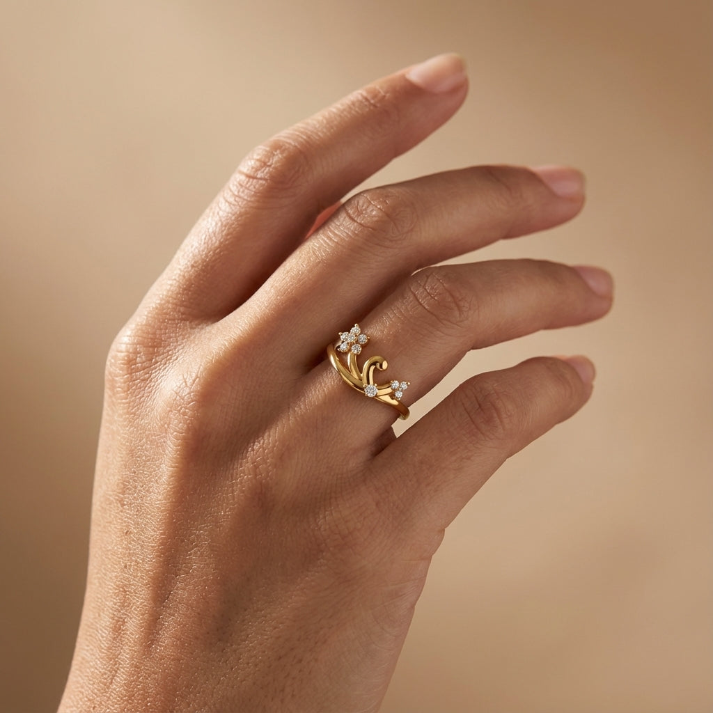 14 Kt Yellow Gold Diamond Ring