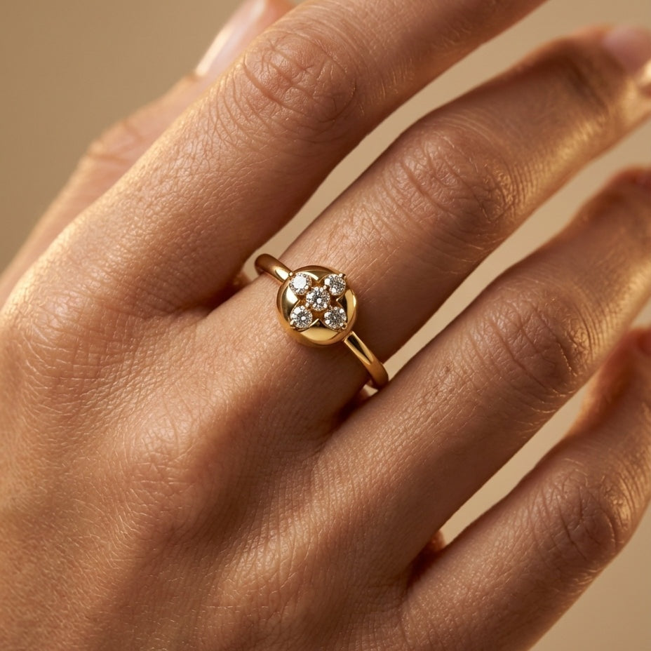 Radiant Romance Diamond Ring ring on model hand close-up – studio jewellery photography | Prash Jewellery