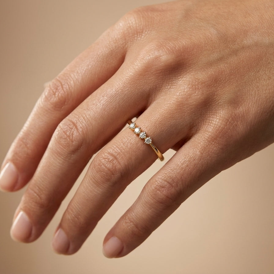 Regal Radiance Diamond Ring ring on model hand close-up – studio jewellery photography | Prash Jewellery