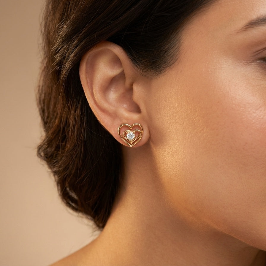 Romantic Gift Heart Diamond Earring