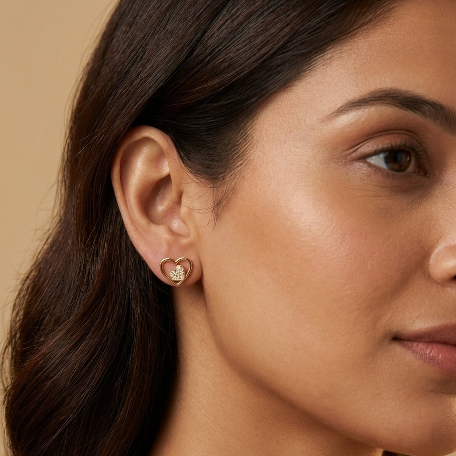 14 Kt Rose Gold Diamond Earring