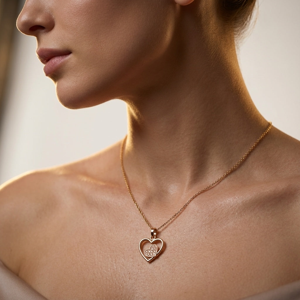 Romantic Heart Diamond Pendant ring on model hand close-up – studio jewellery photography | Prash Jewellery