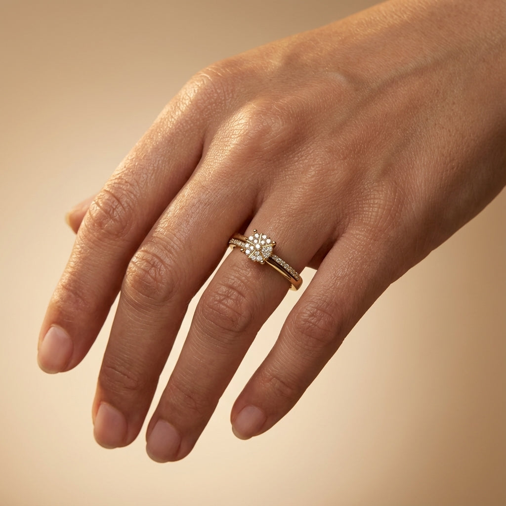 14 Kt Yellow Gold Diamond Ring