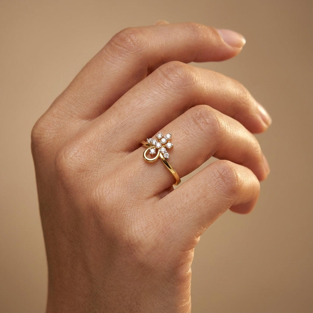 Shimmering Diamond Delight ring on model hand close-up – studio jewellery photography | Prash Jewellery