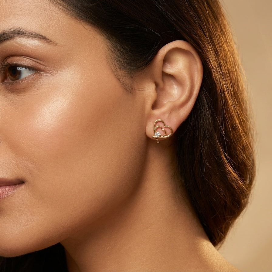 Sparkling Heart Diamond Earring