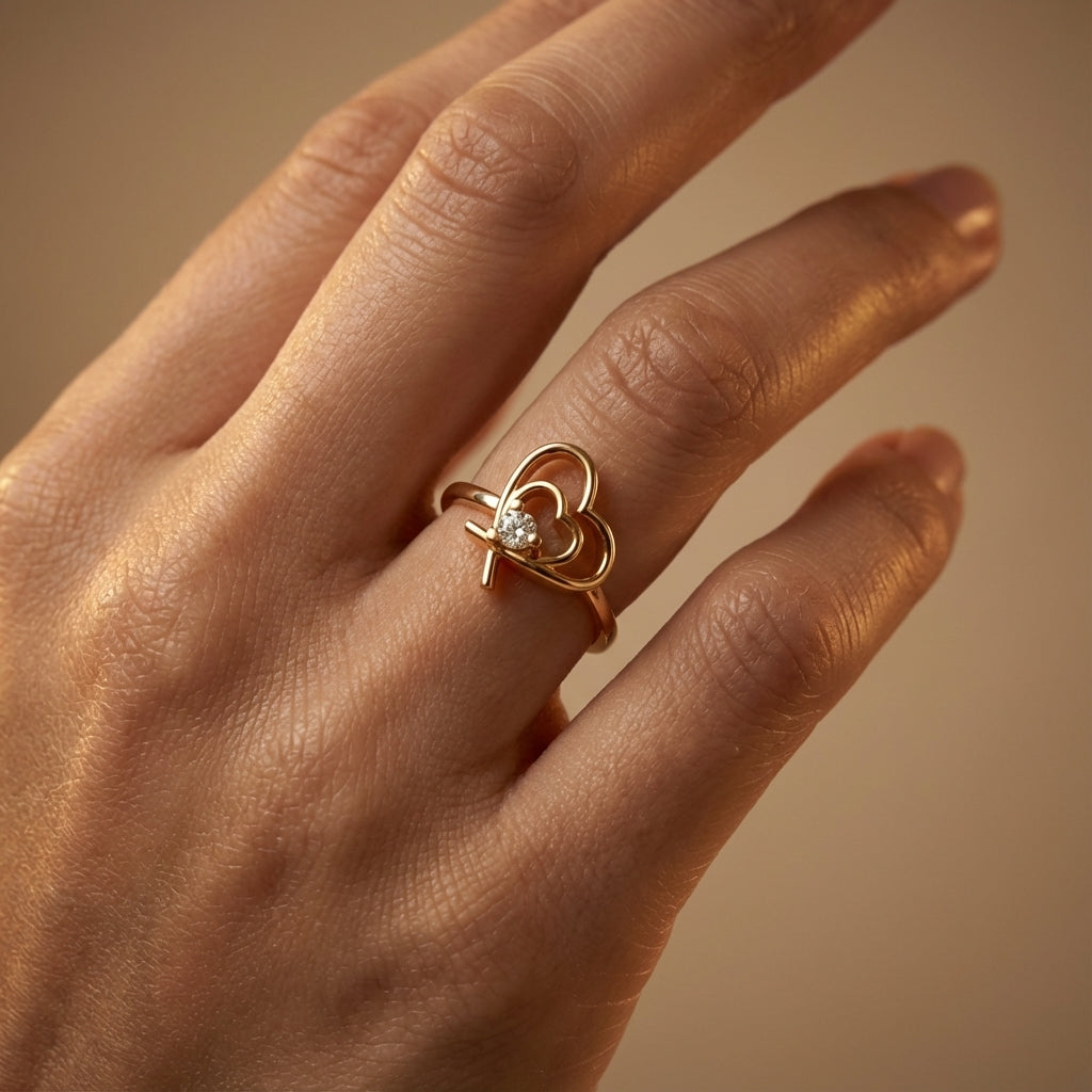 14 Kt Rose Gold Diamond Ring