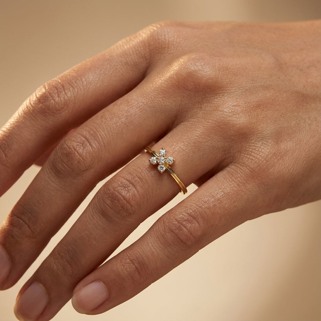 14 Kt Yellow Gold Diamond Ring