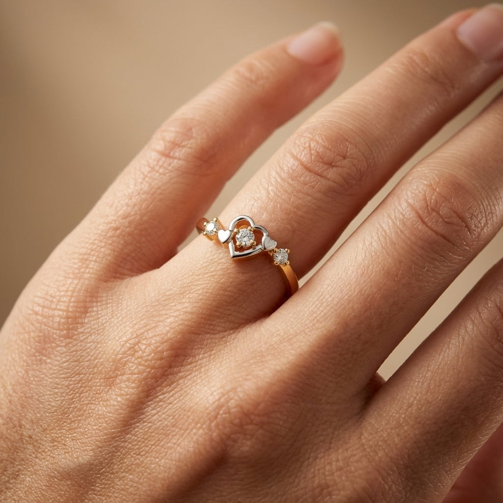 Sparkling Star Diamond Ring ring on model hand close-up – studio jewellery photography | Prash Jewellery