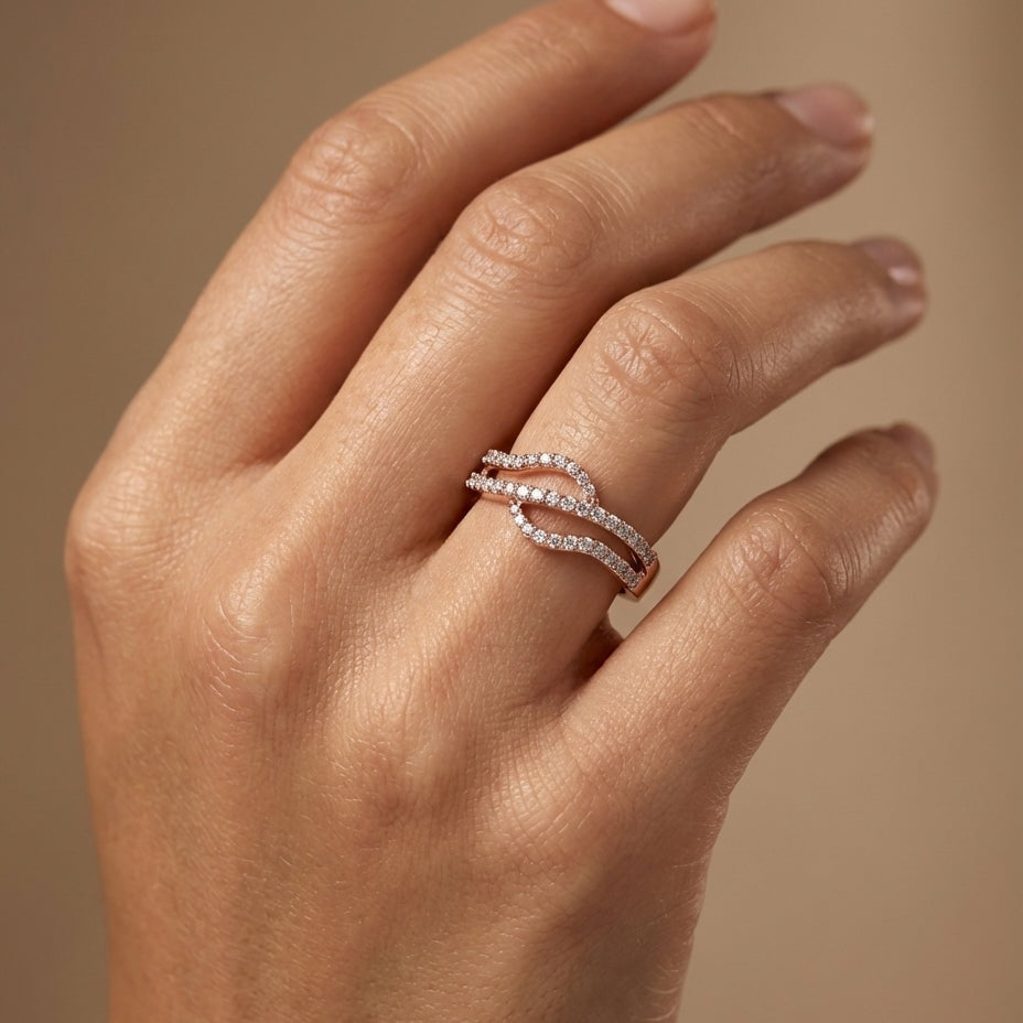 Spirit Of Joy Diamond Ring ring on model hand close-up – studio jewellery photography | Prash Jewellery