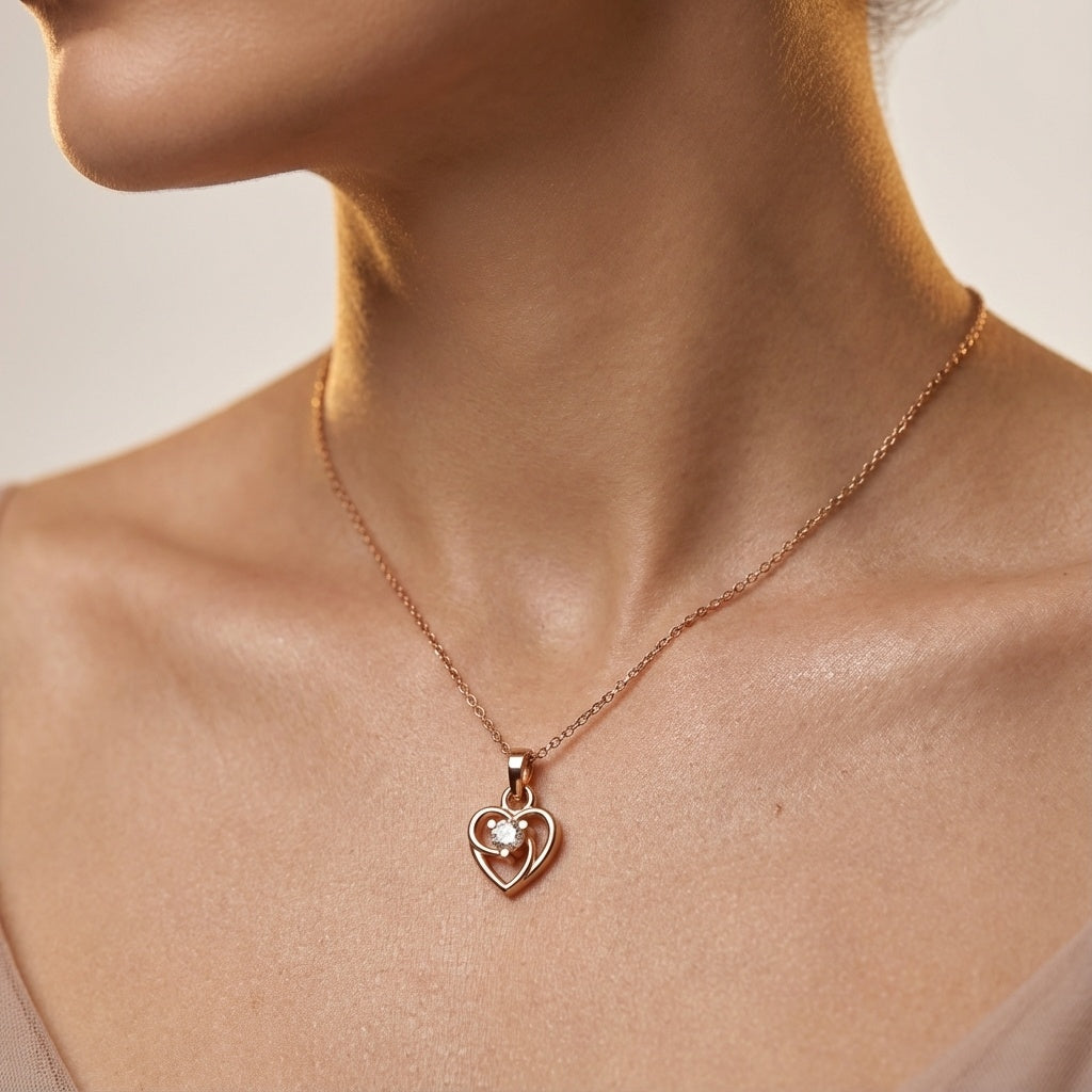 Timeless Heart Diamond Pendant ring on model hand close-up – studio jewellery photography | Prash Jewellery