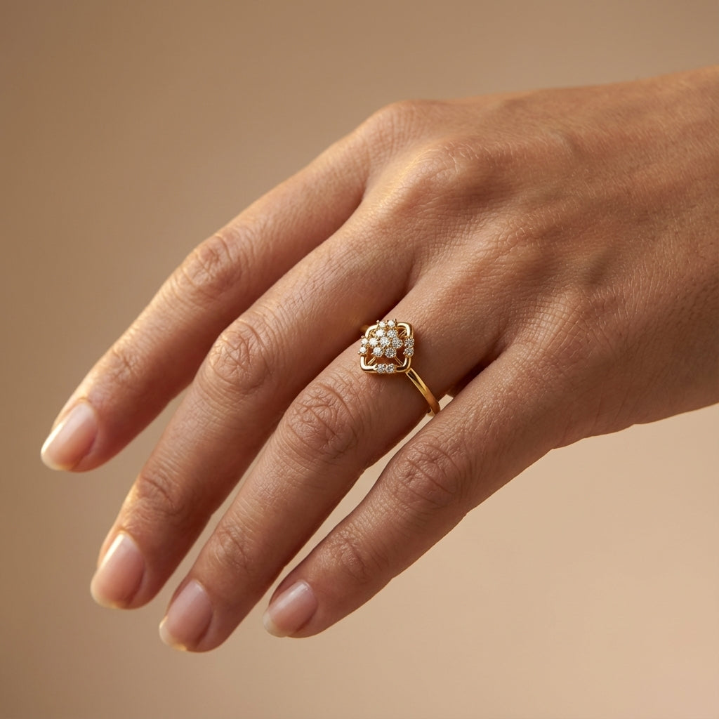 14 Kt Yellow Gold Diamond Ring