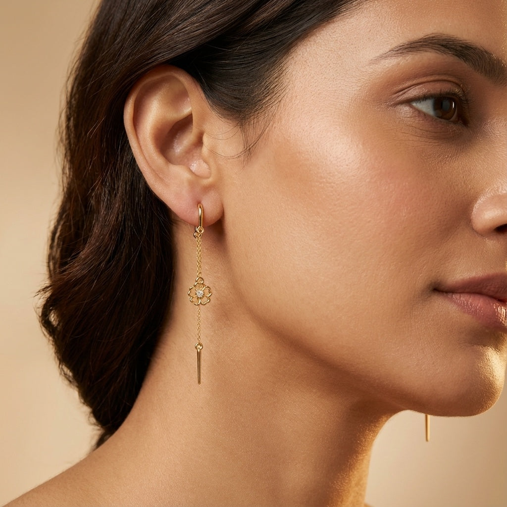 Titan Tranquility Diamond Drops ring on model hand close-up – studio jewellery photography | Prash Jewellery