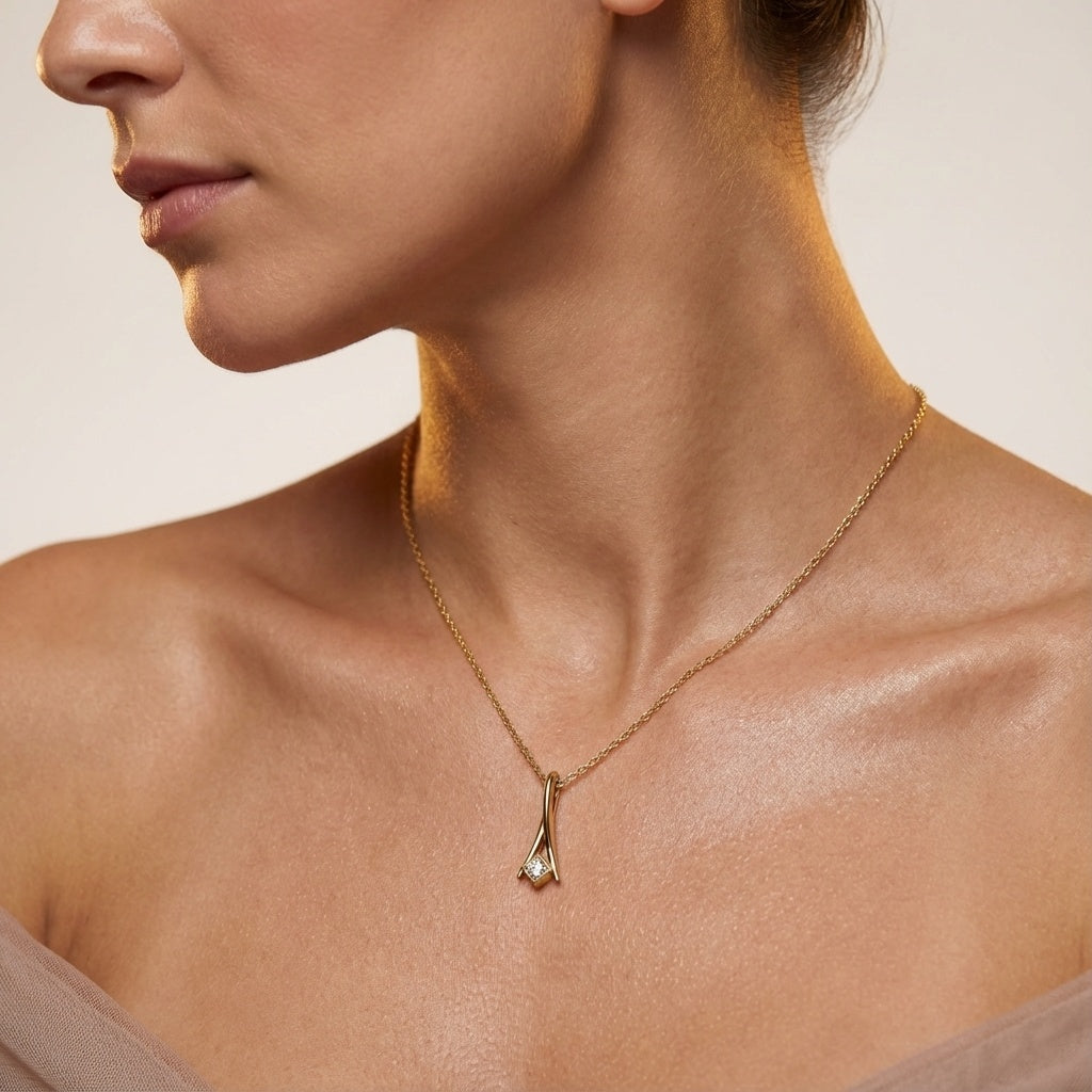 Tranquility Diamond Pendant ring on model hand close-up – studio jewellery photography | Prash Jewellery