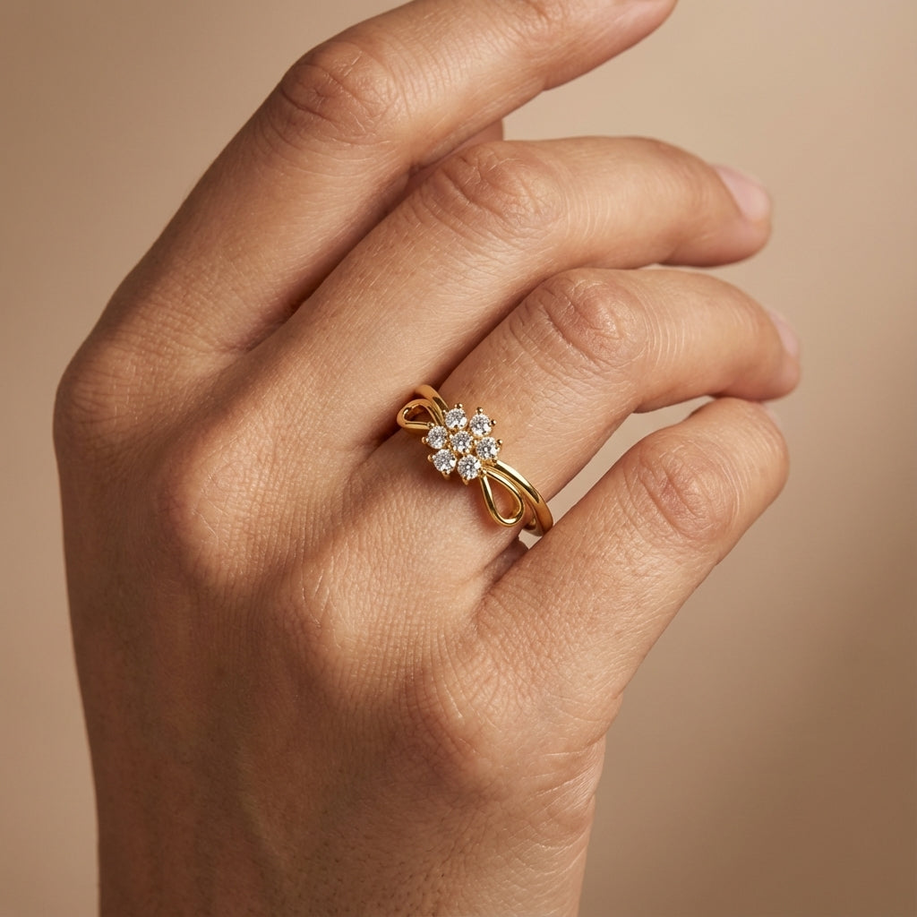 Twilight Sparkle Diamond Ring ring on model hand close-up – studio jewellery photography | Prash Jewellery