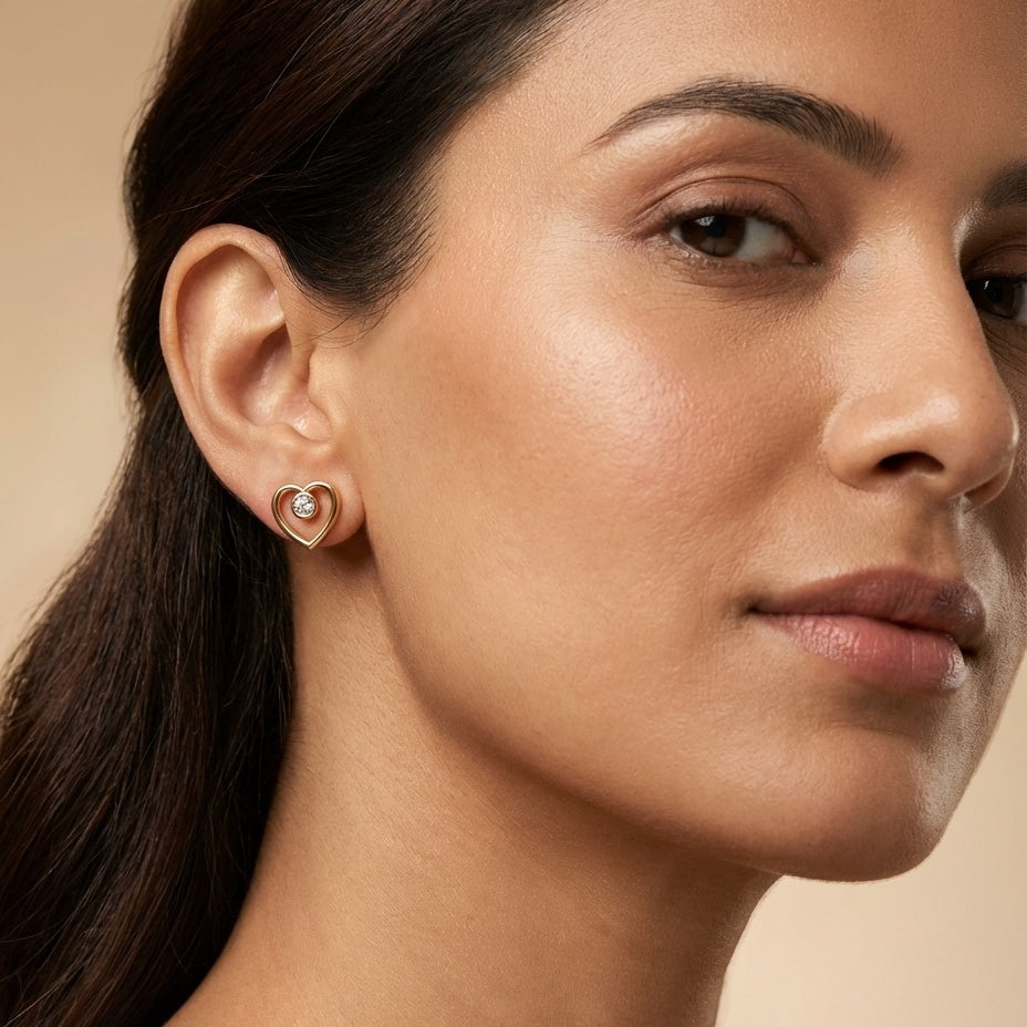 Unique Heart Diamond Earring