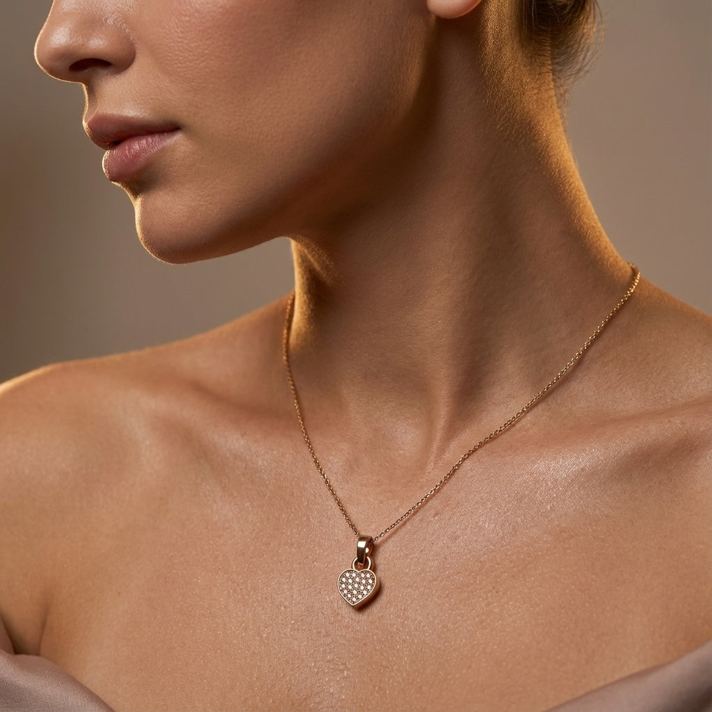 Valentine’s Heart Diamond Pendant ring on model hand close-up – studio jewellery photography | Prash Jewellery