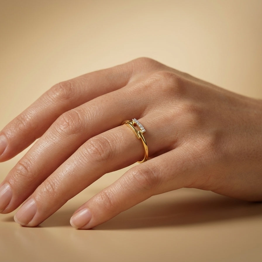 14 Kt Yellow Gold Diamond Ring