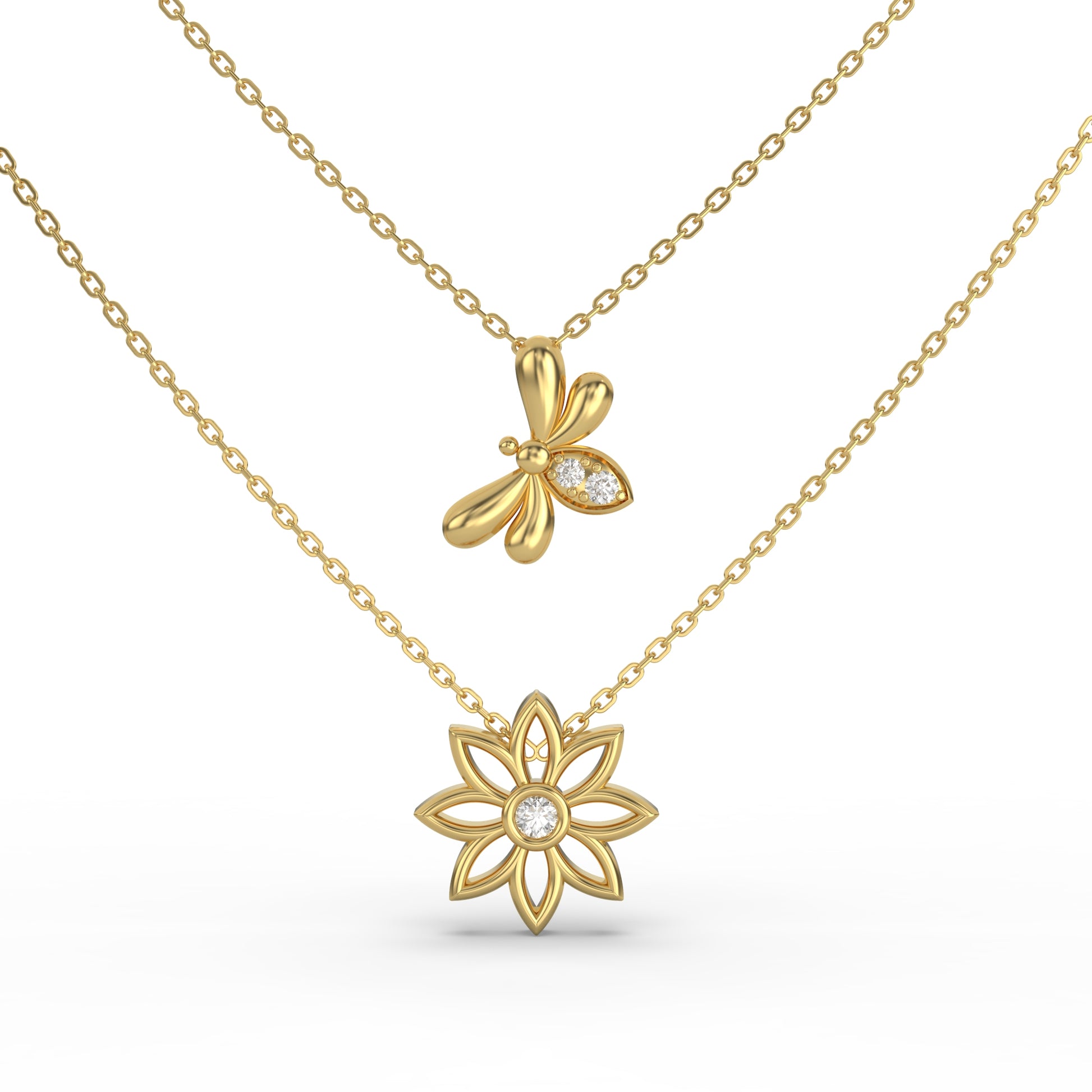 14 Kt Yellow Gold Diamond Necklaces