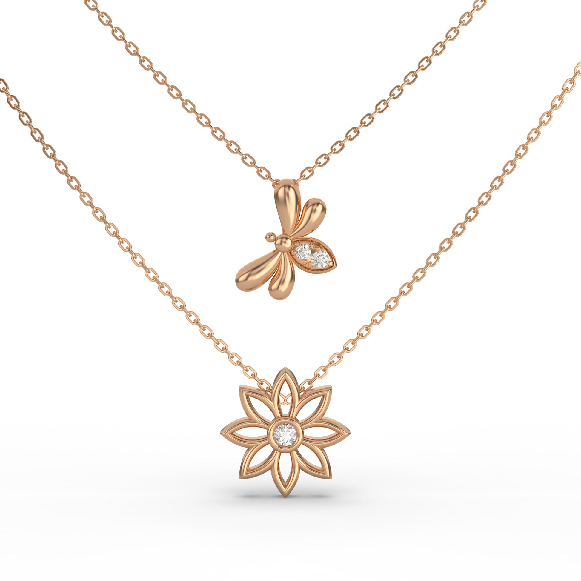 14 Kt Yellow Gold Diamond Necklaces