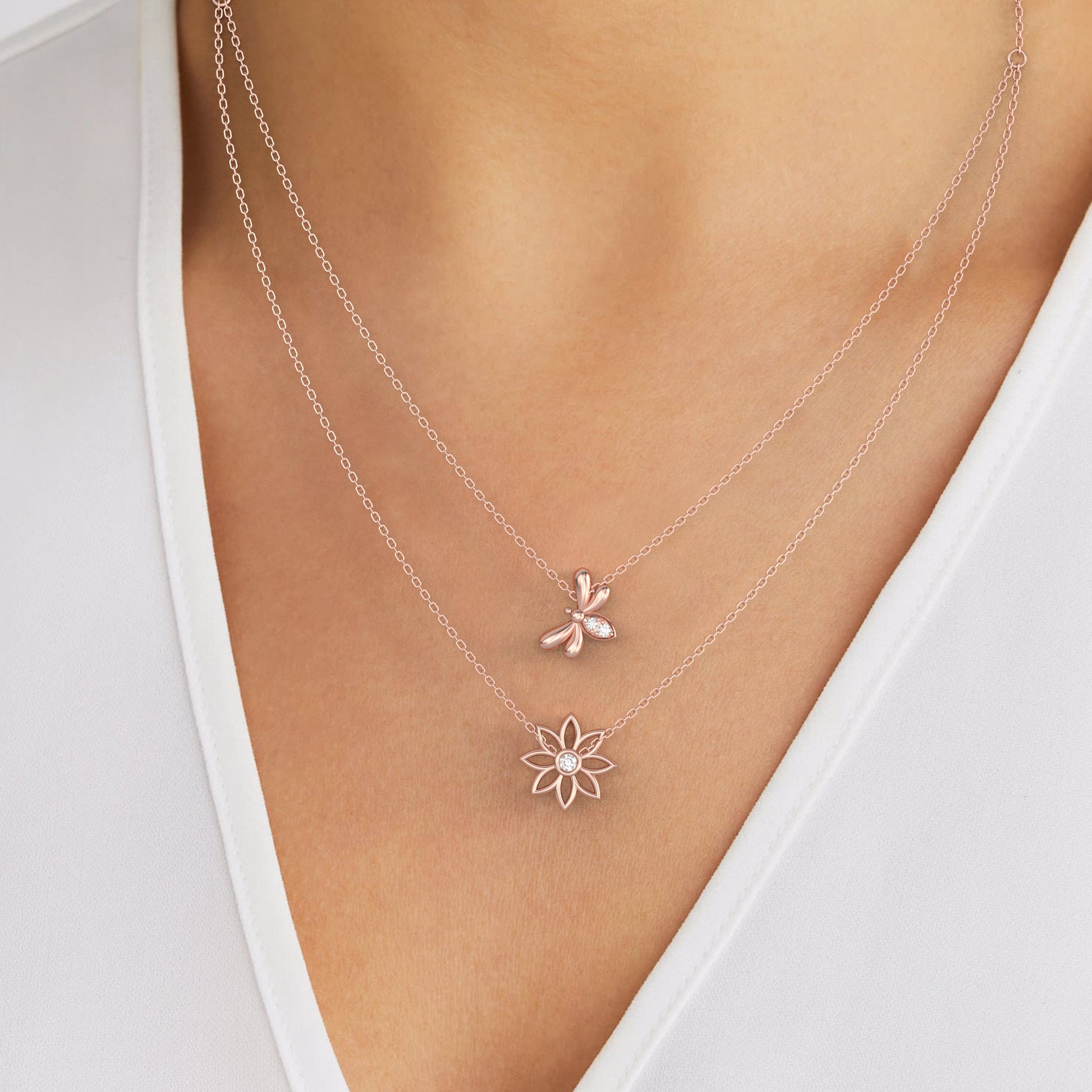 14 Kt Yellow Gold Diamond Necklaces