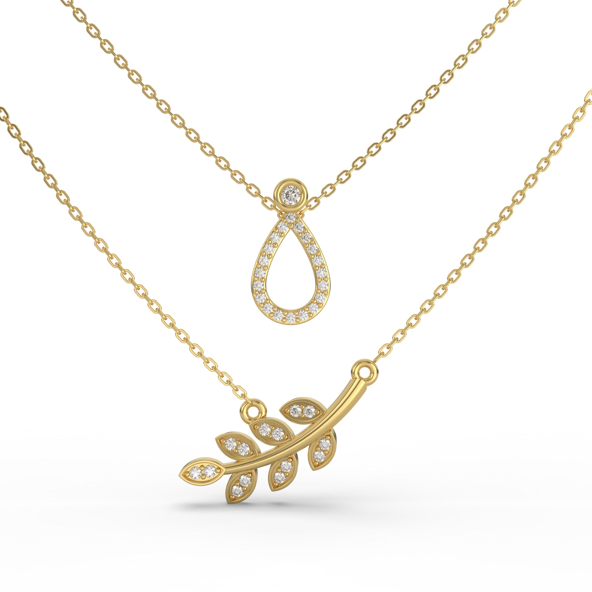 14 Kt Rose Gold Diamond Necklaces