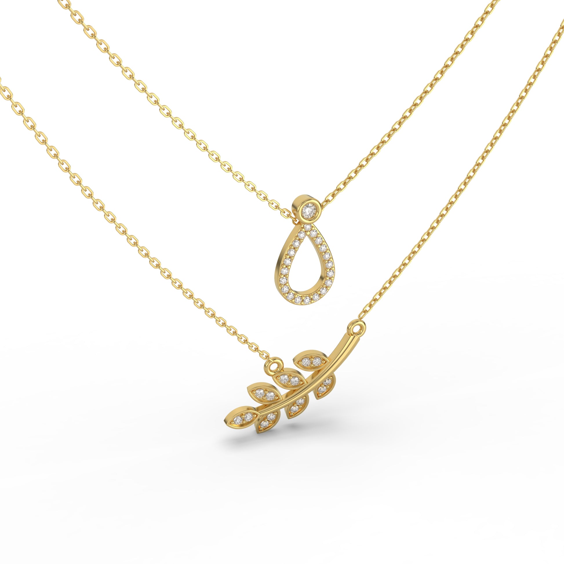 14 Kt Rose Gold Diamond Necklaces