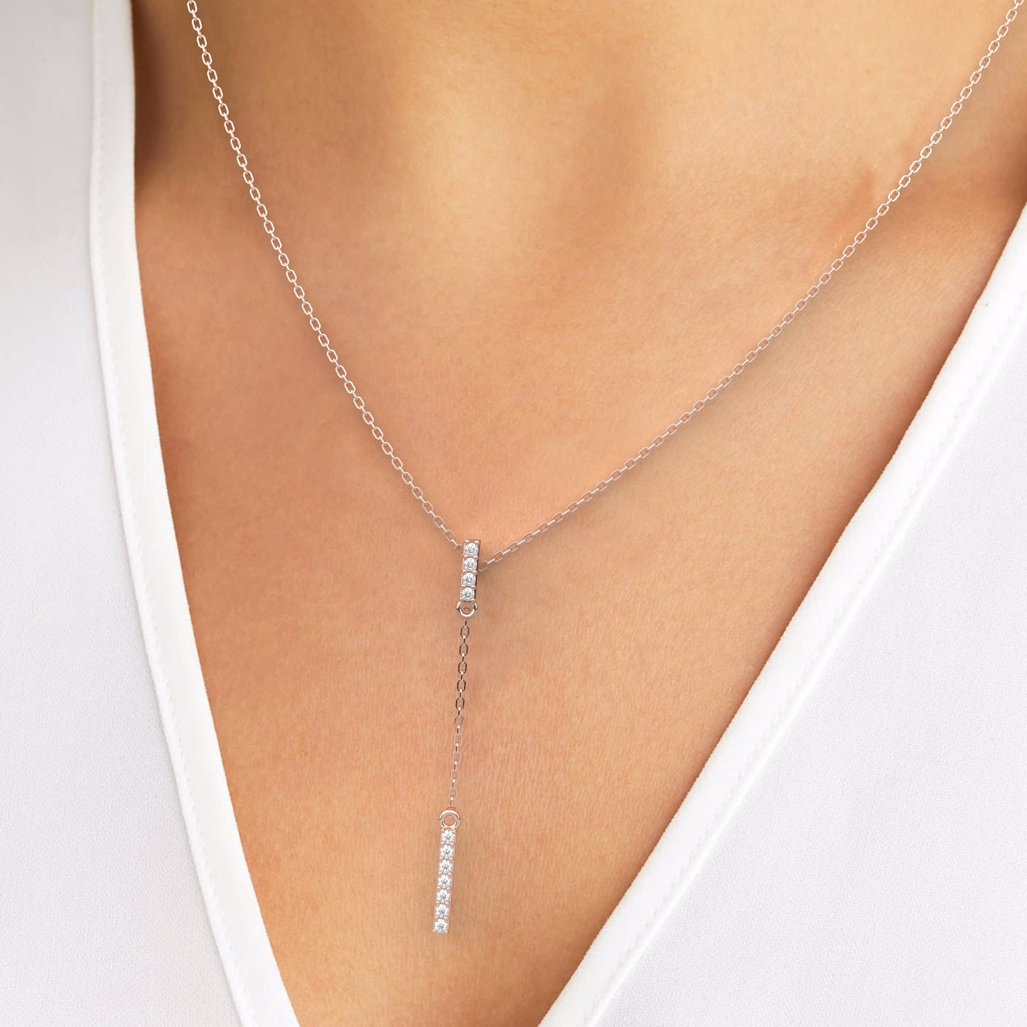Vertical Bar Diamond Necklace