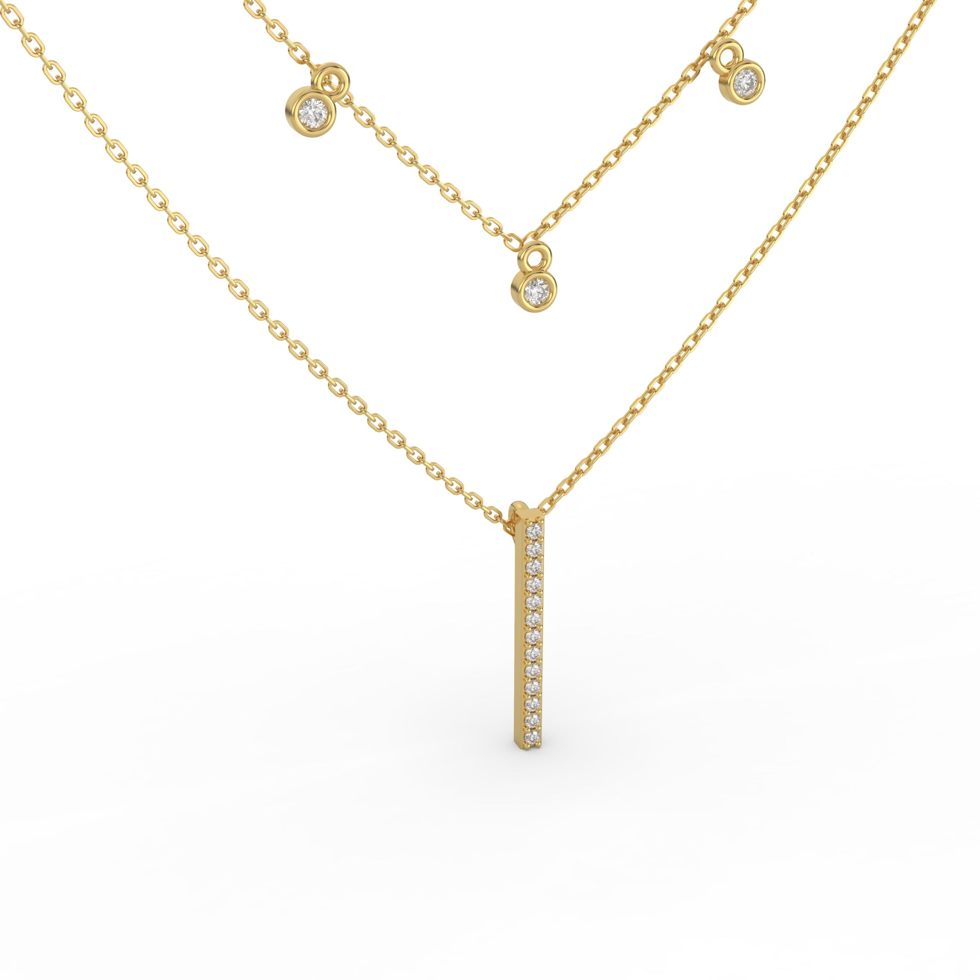 14 Kt Yellow Gold Diamond Necklaces