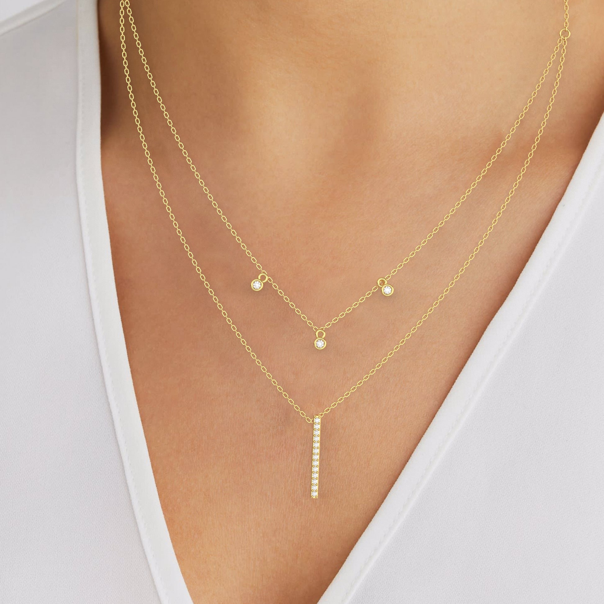 14 Kt Yellow Gold Diamond Necklaces