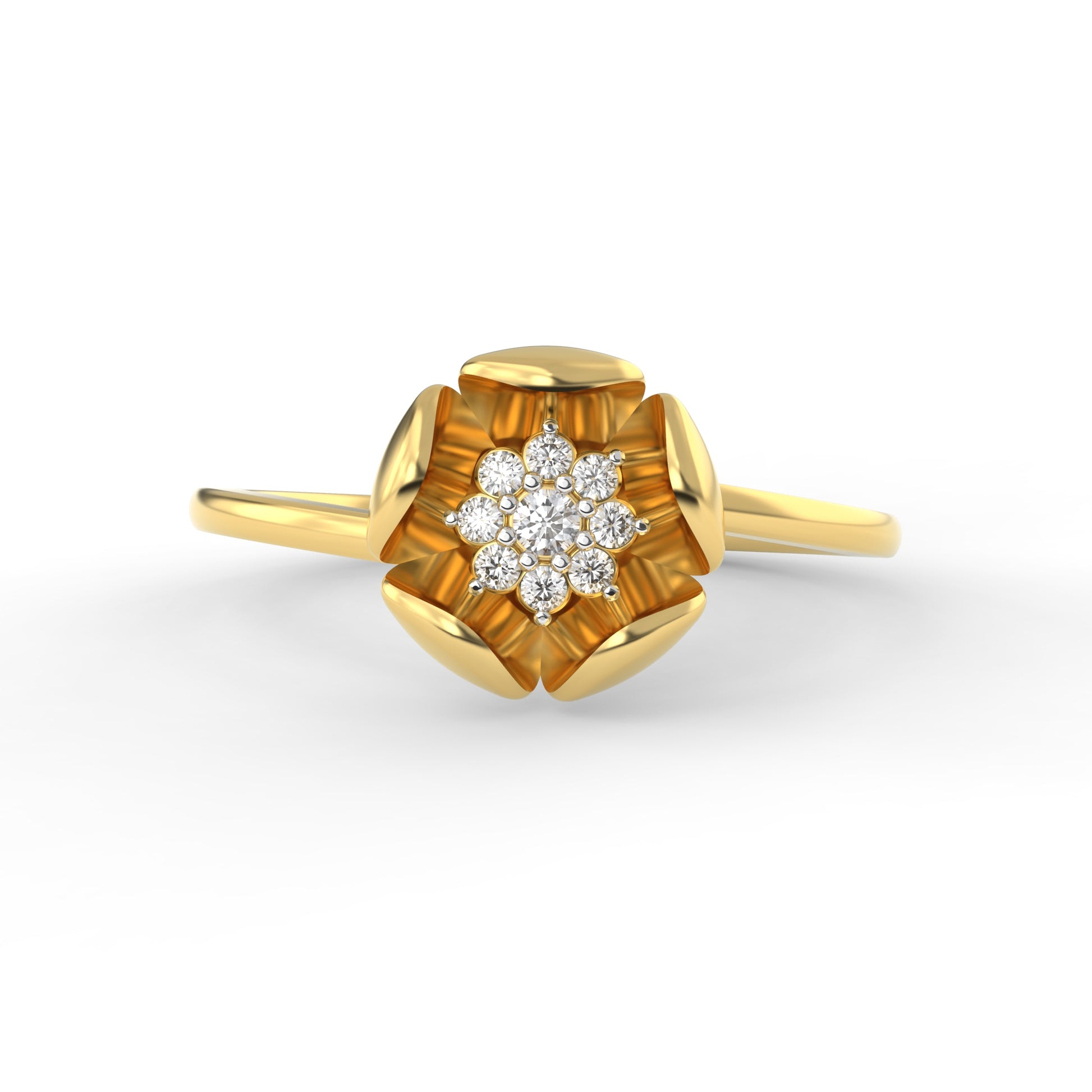 14 Kt Yellow Gold Diamond Ring