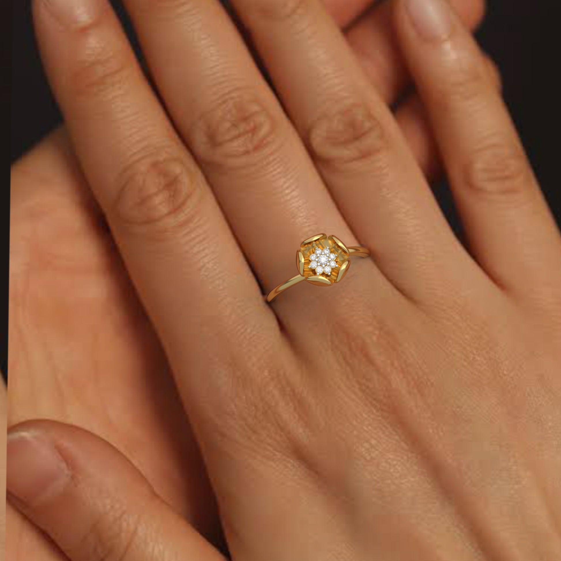 14 Kt Yellow Gold Diamond Ring