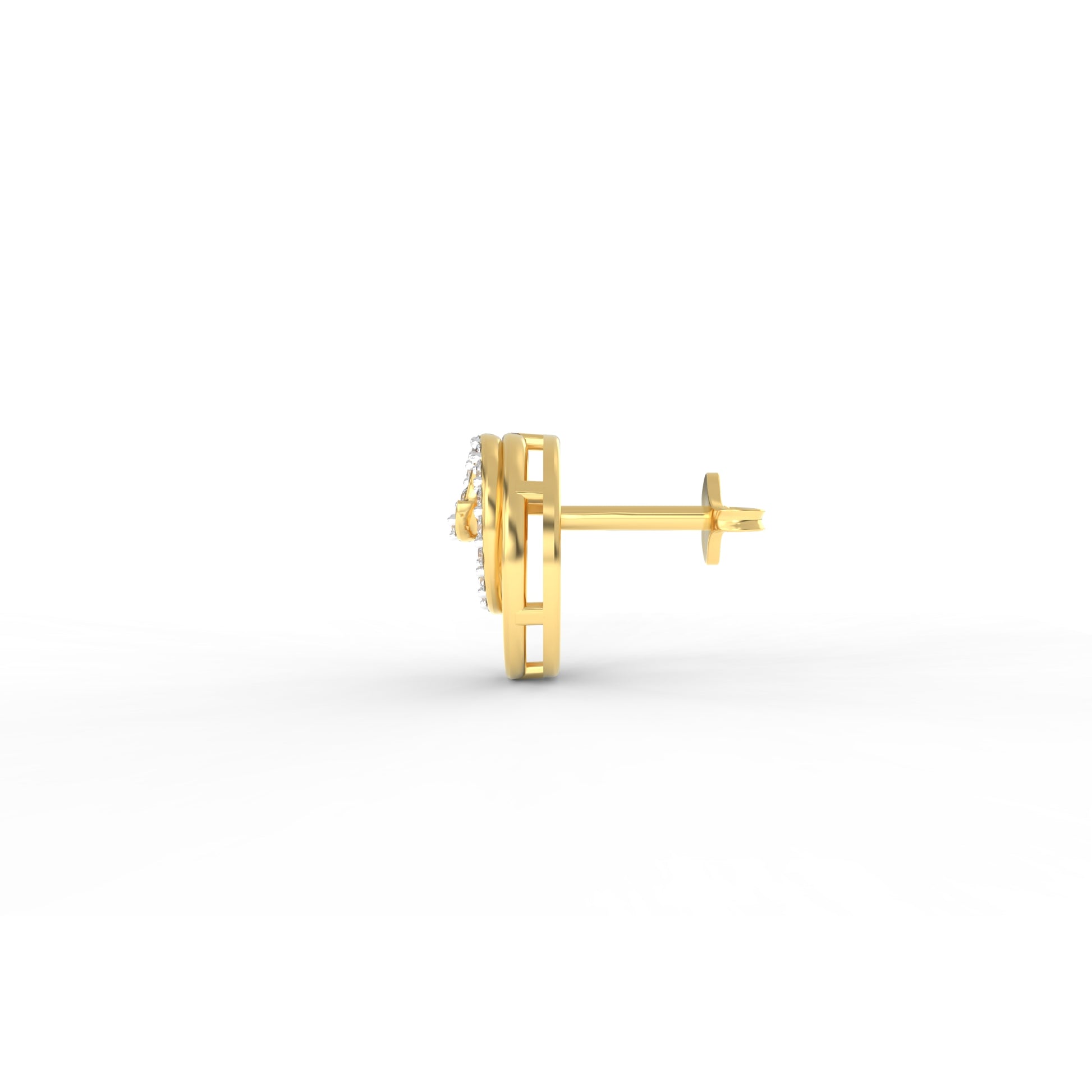 14 Kt Yellow Gold Diamond Earring