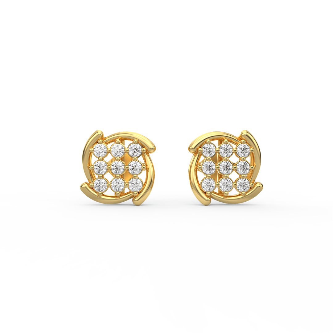 14 Kt Yellow Gold Diamond Earring