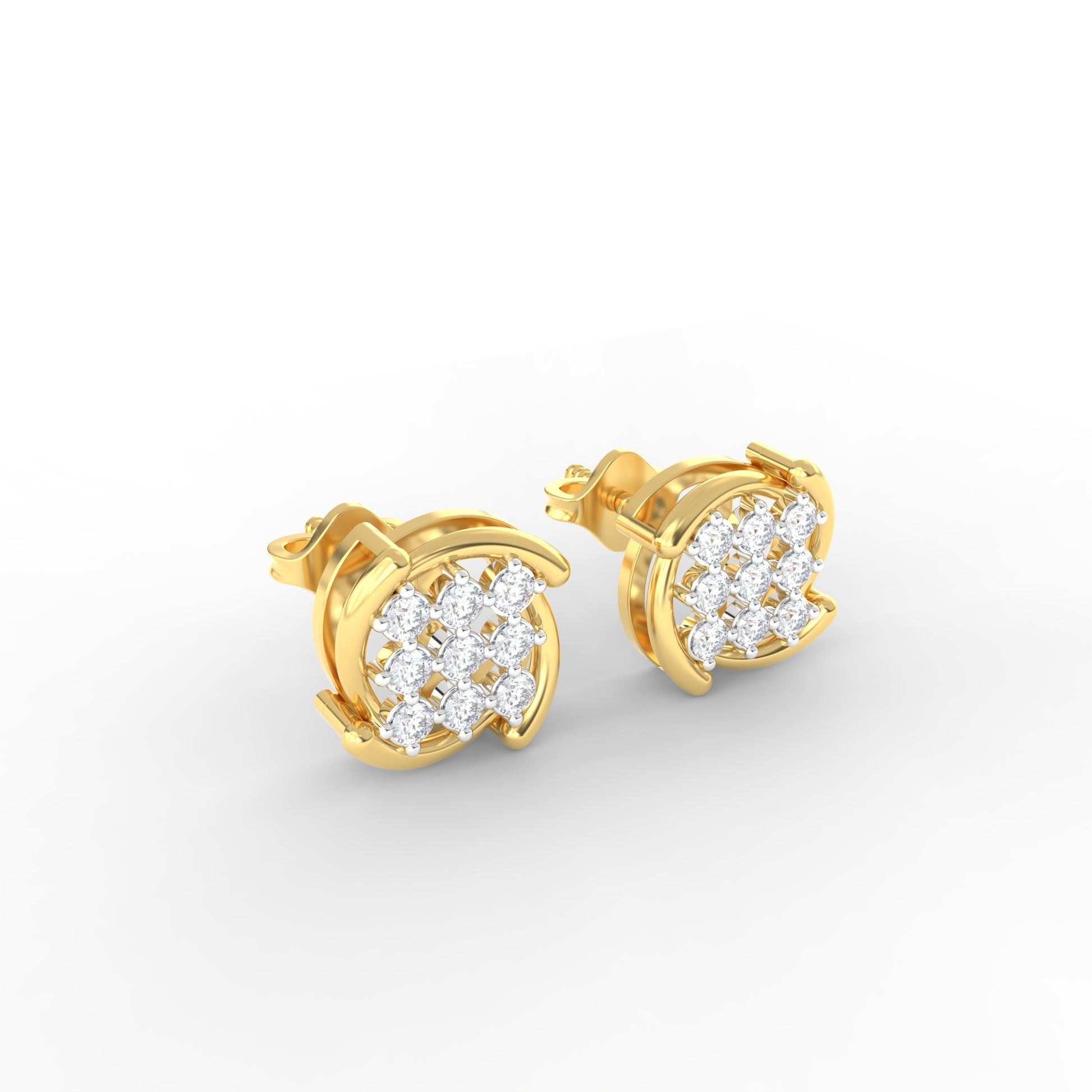 14 Kt Yellow Gold Diamond Earring