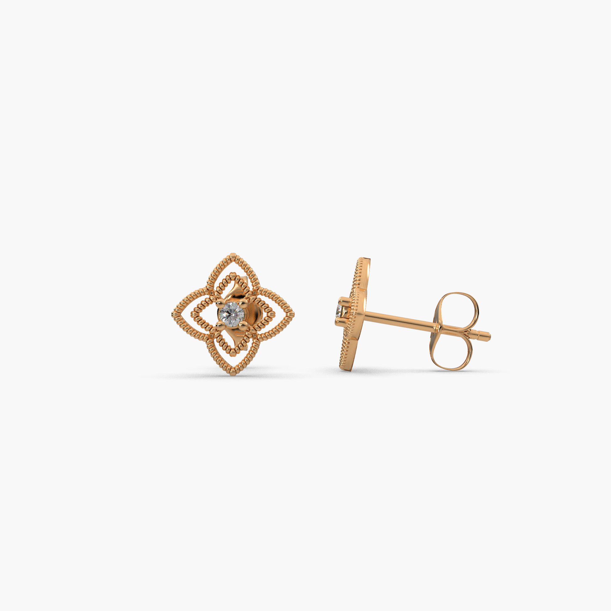 14 Kt Yellow Gold Diamond Earring