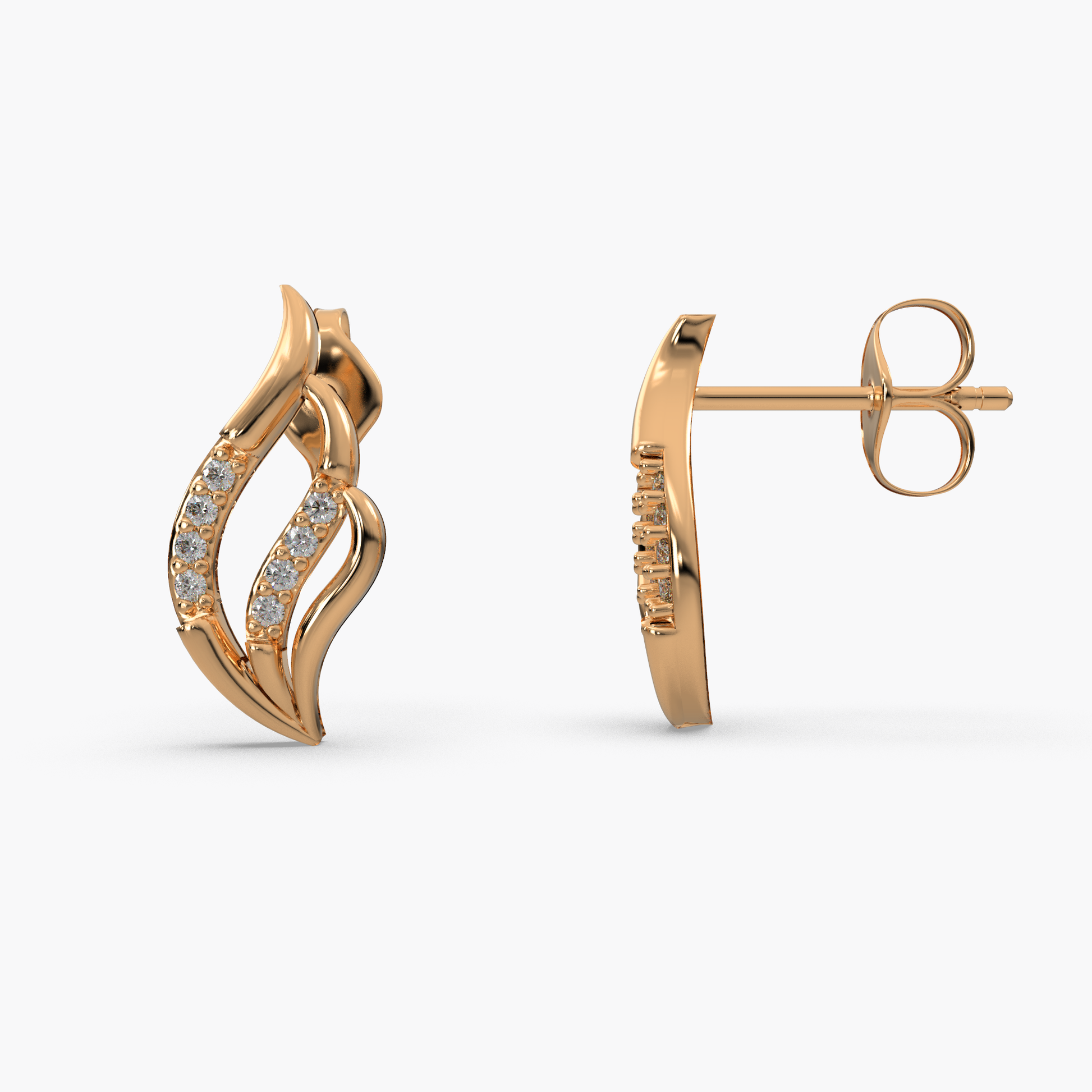 14 Kt Yellow Gold Diamond Earring