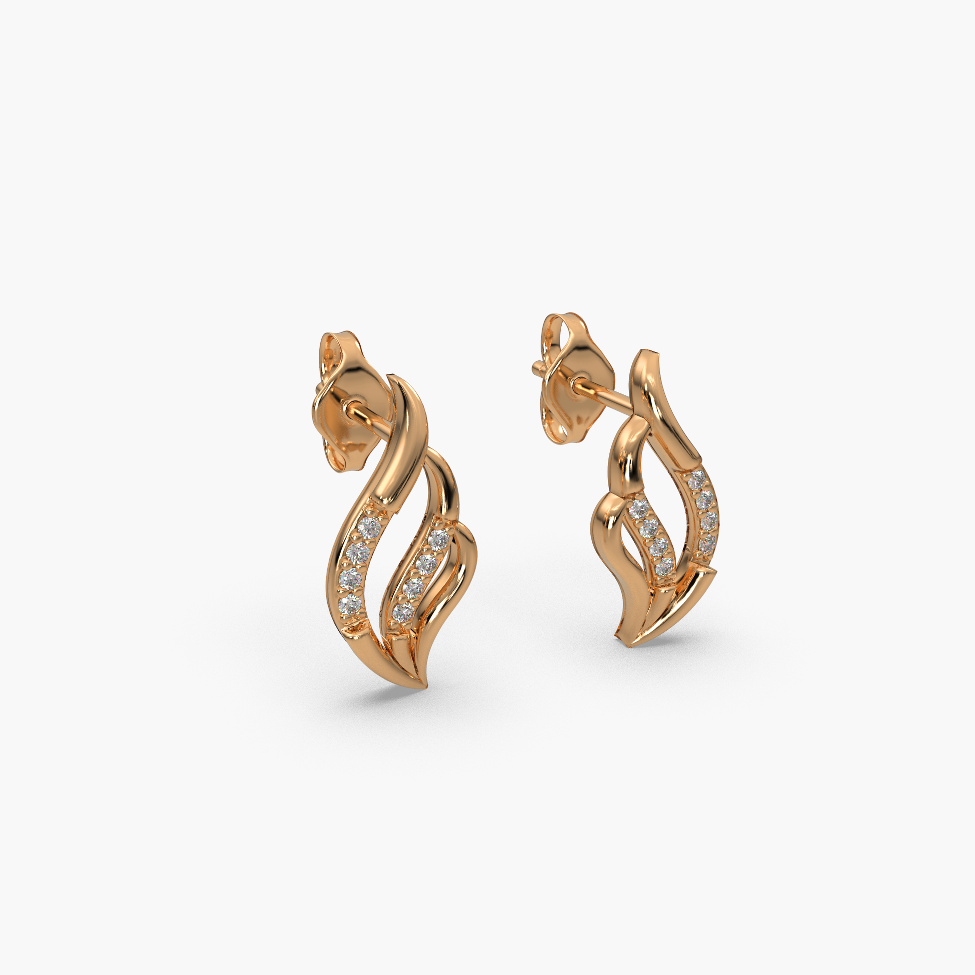 14 Kt Yellow Gold Diamond Earring