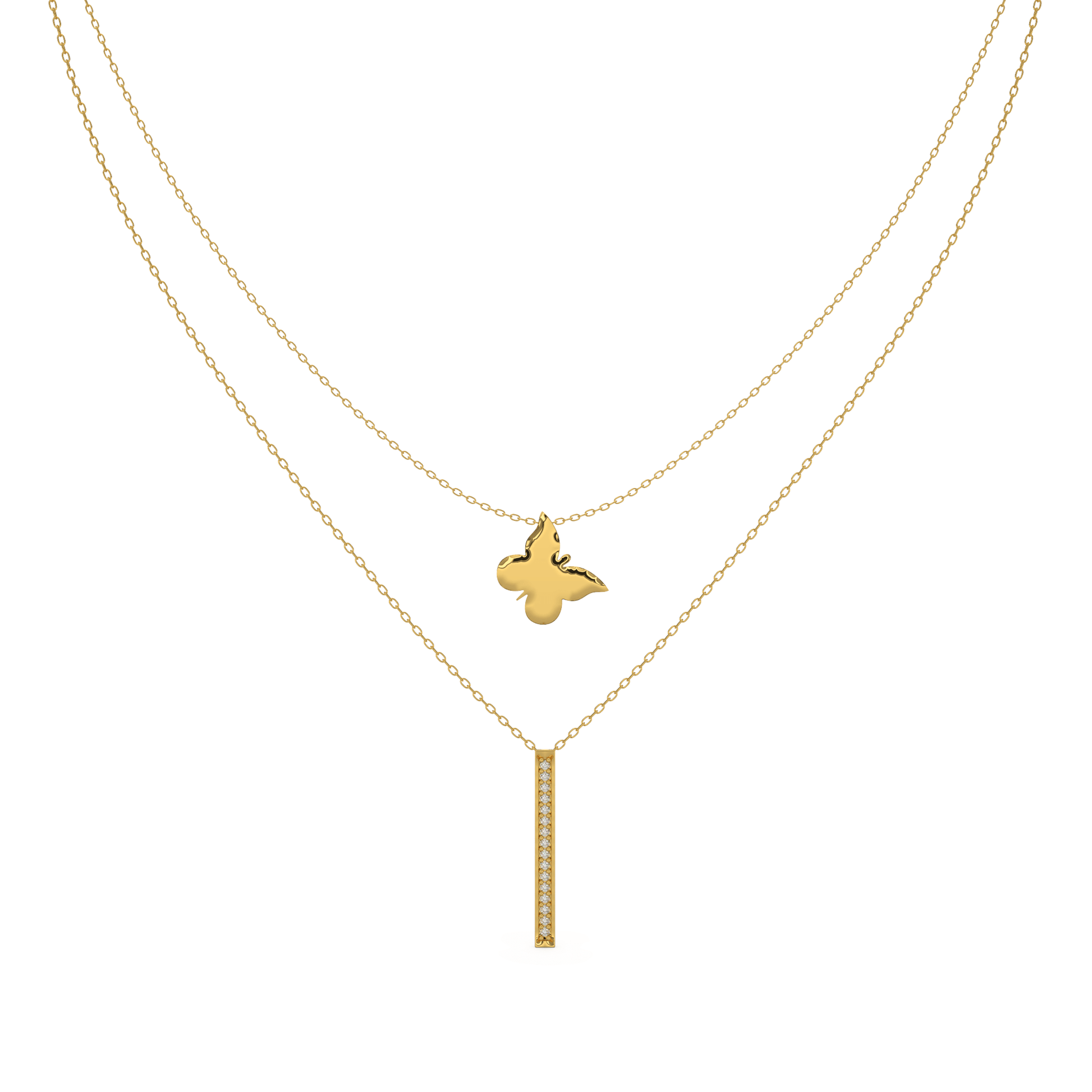 14 Kt Yellow Gold Diamond Necklaces