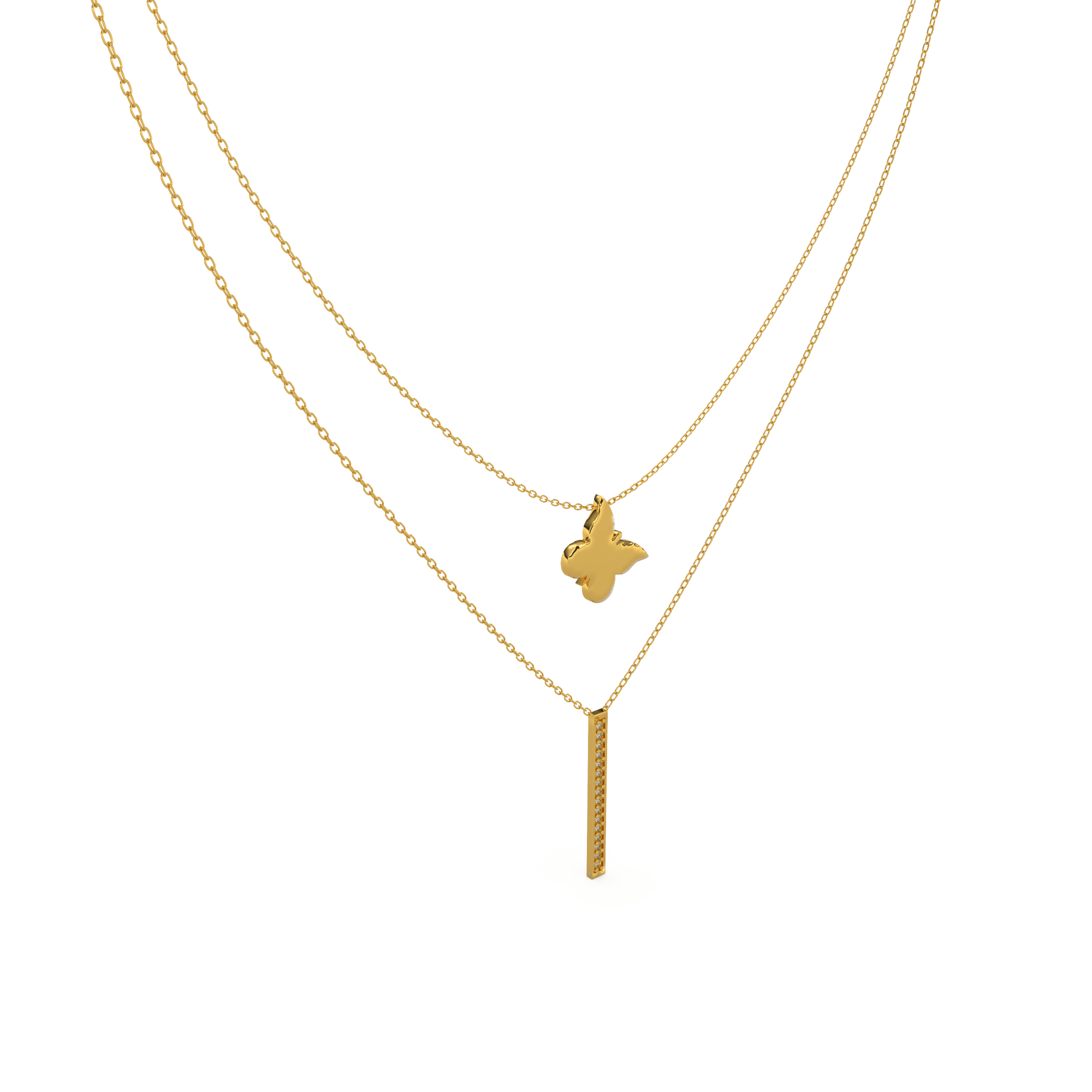 14 Kt Yellow Gold Diamond Necklaces